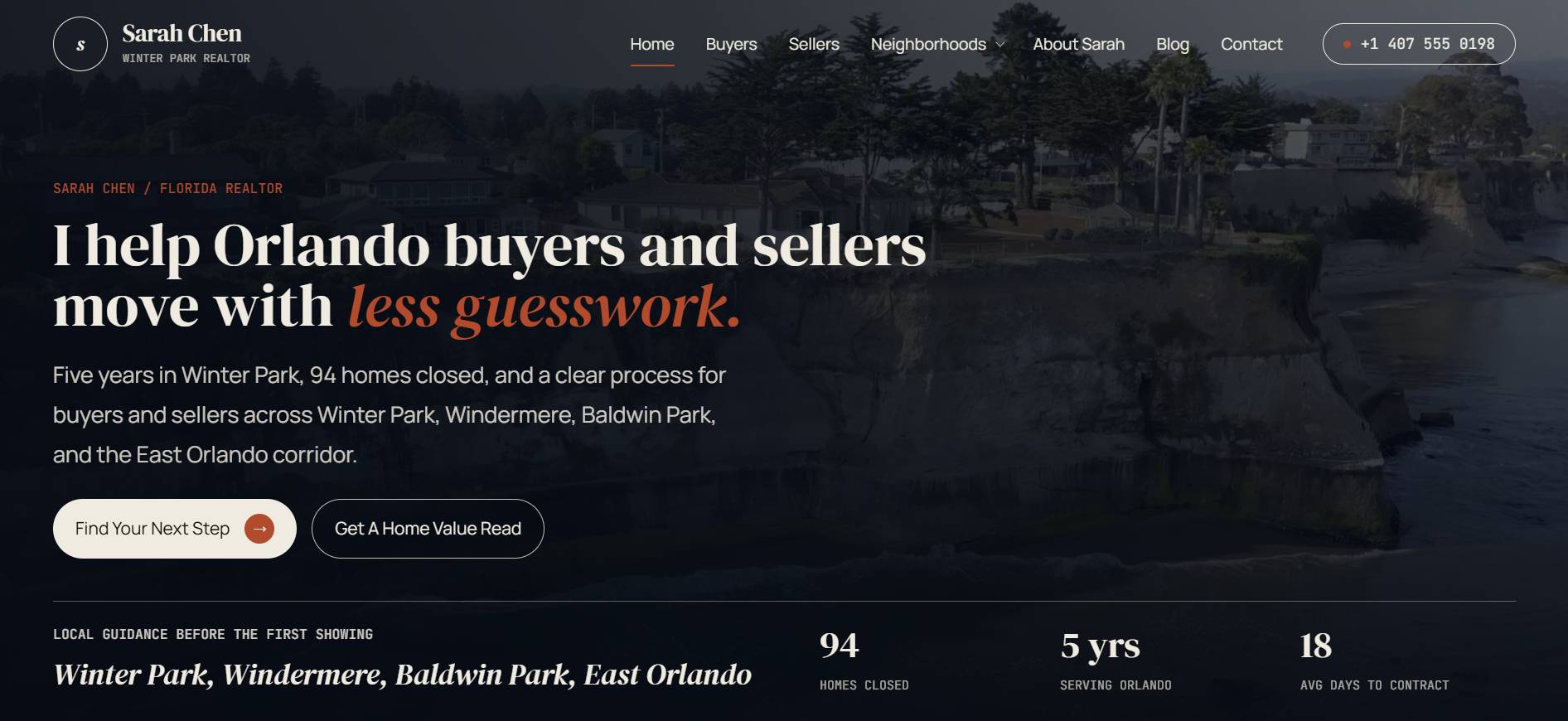 Agent Growth Website demo for an Orlando real estate agent